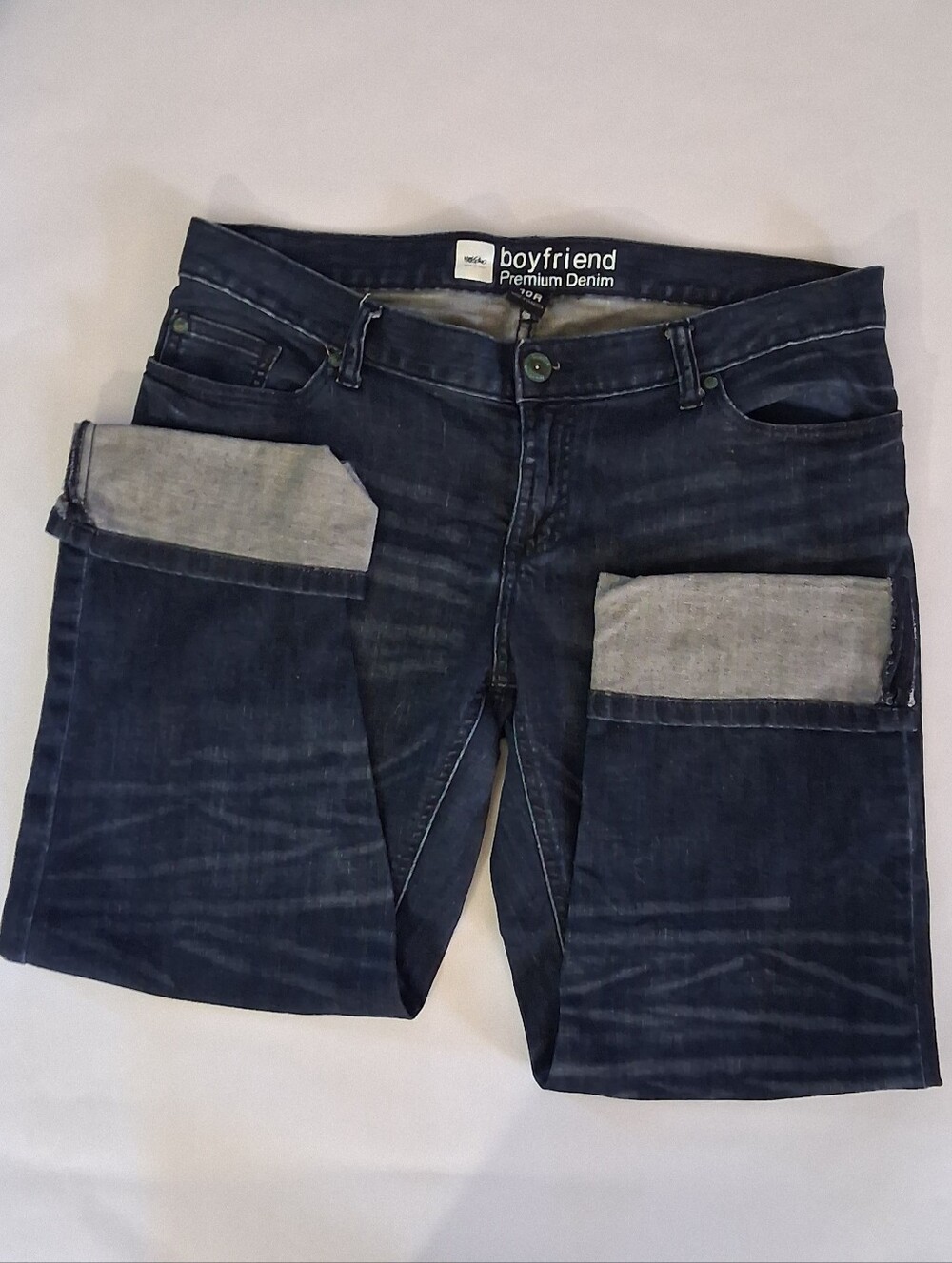 Mossimo Premium Denim Womans Boyfriend Dark Wash Cropped Jeans 10R
